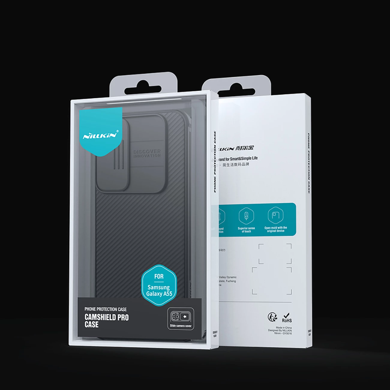 Mbështjellës Nillkin CamShield Pro për Samsung Galaxy A55, me mbulesë kamere, zi