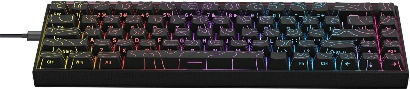Tastierë mekanike Ajazz NK68, 65%, Red Switch, RGB, USB-C, e zezë