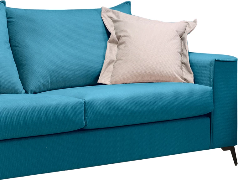 Divan Verona 3-ulës, pëlhurë petrol me jastëkë bezhë 225x93x100cm