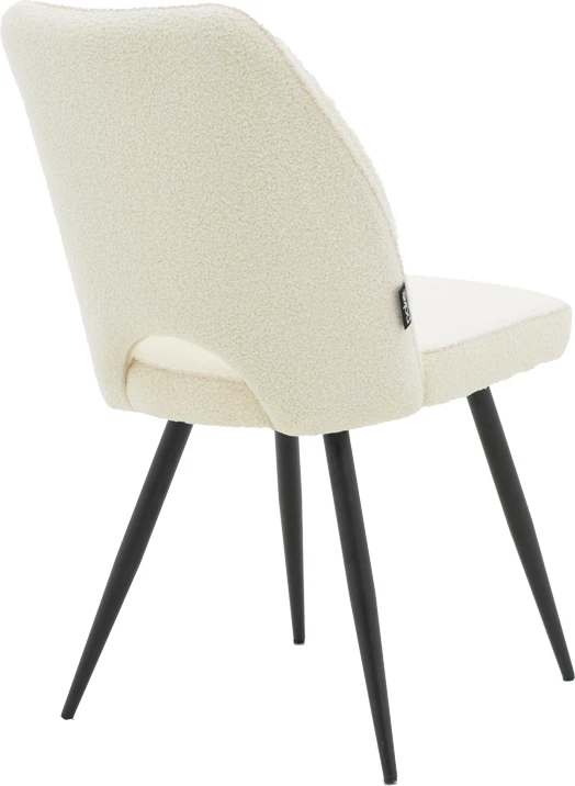 Karrige Renish bouclé, këmbë metalike të zeza, 61x47x91.5cm