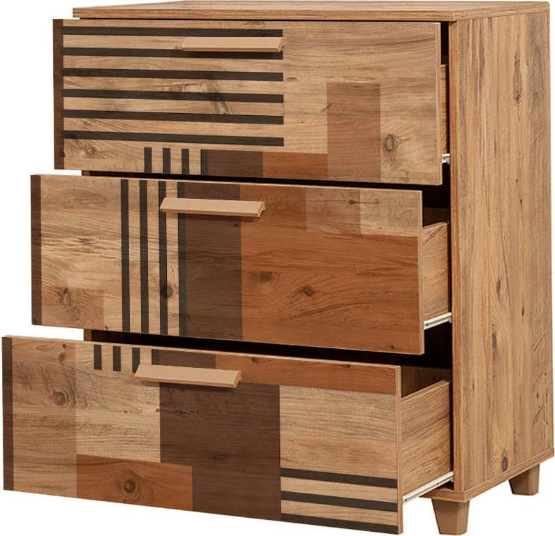 Komodë Hanah Home, Leva Gravis Colorblock, ngjyrë Atlantic Pine, 80x95x43cm