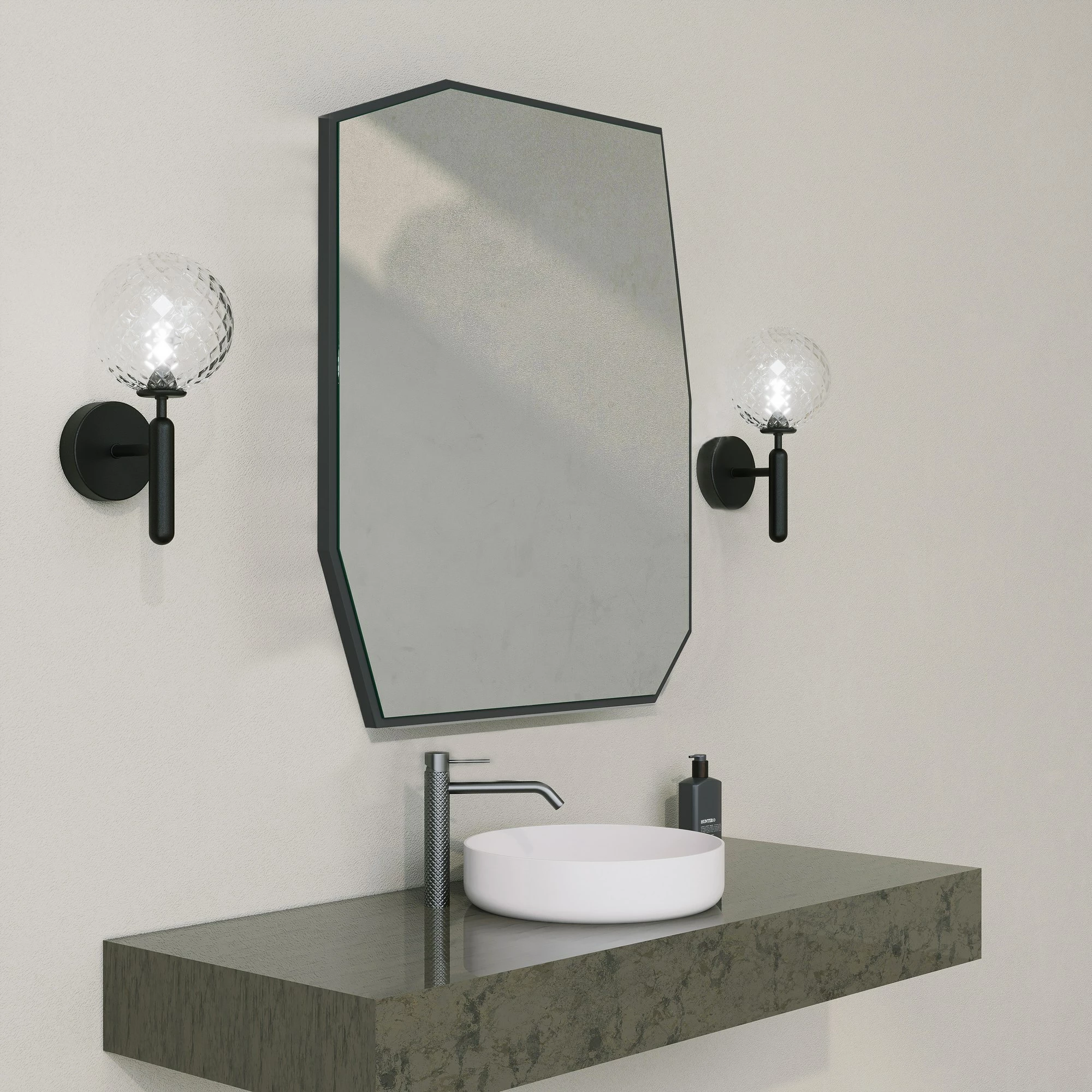 Pasqyrë dekorative, ngjyrë e zezë, Skye Decor, Quartz