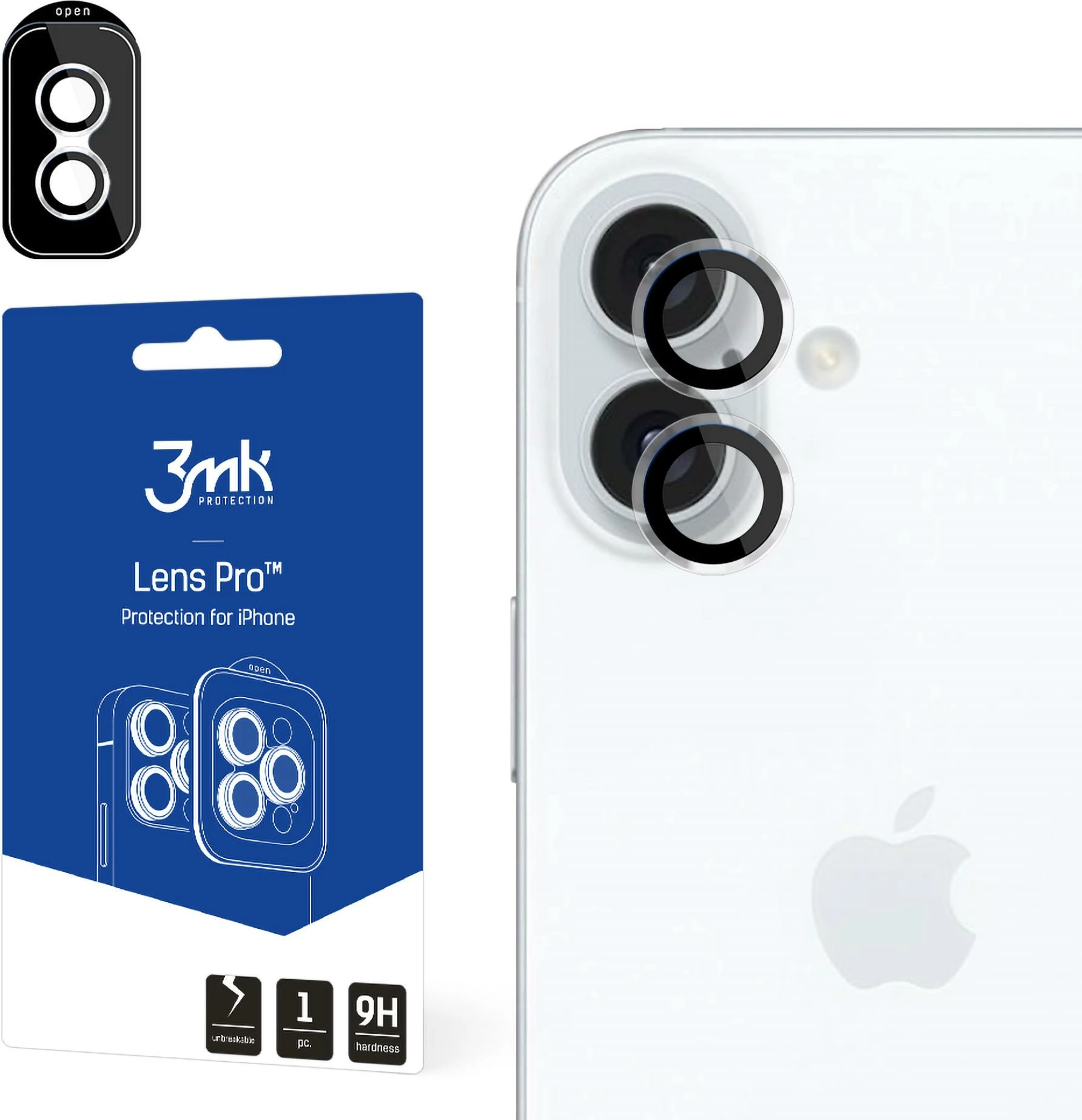 Mbrojtës xhami për kamerë, 3mk Protection Lens Protection Pro për iPhone 16 / 16 Plus, Transparent
