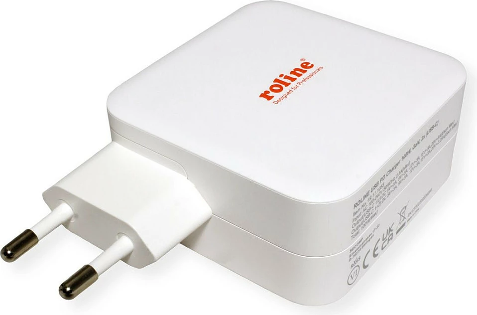 Karikues ROLINE USB-C GaN 100W, 2x USB-C PD, prizë Euro, i bardhë