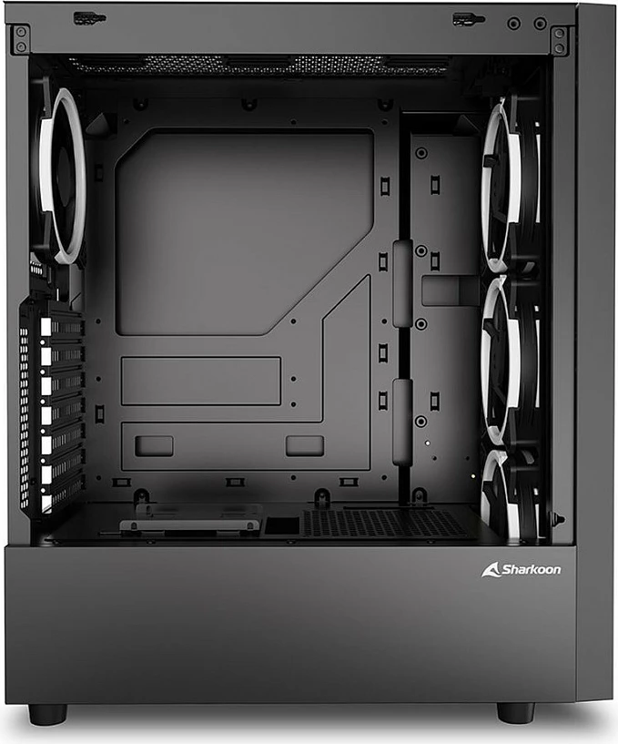Kasë Sharkoon RGB Wave, ATX/micro ATX/Mini-ITX, 3x120mm RGB fan, xham i temperuar, e zezë