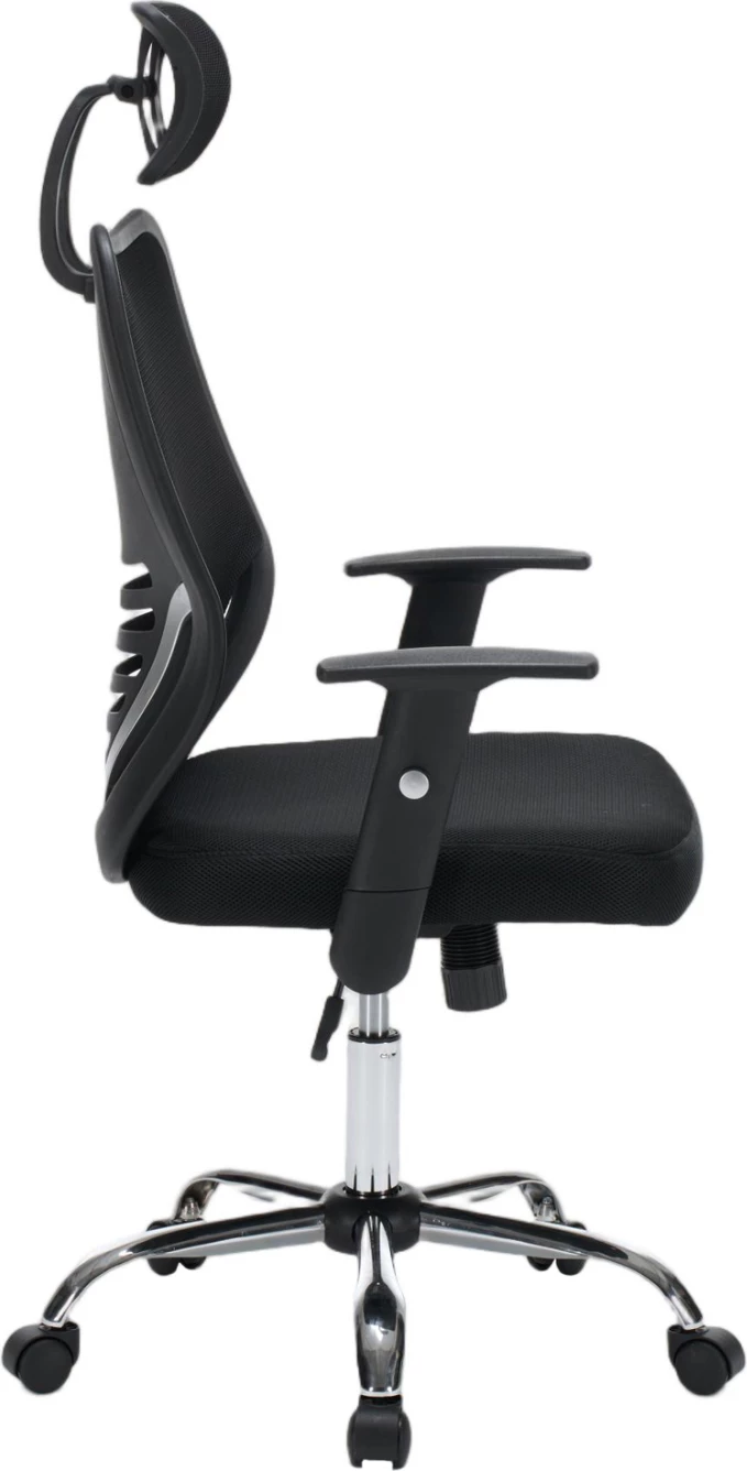 Karrige zyre BRIEF, material rrjetë e zezë, bazë e kromuar, FH1206.01, 63x64x122cm