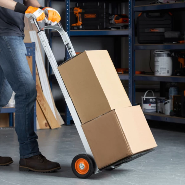 karrocë transporti paluese VONHAUS 3515167, deri 90kg, dorezë 108cm, argjendtë/portokalli