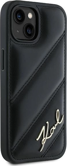 Mbështjellës Karl Lagerfeld Diagonal Quilted Script për iPhone 15/14/13, i zi