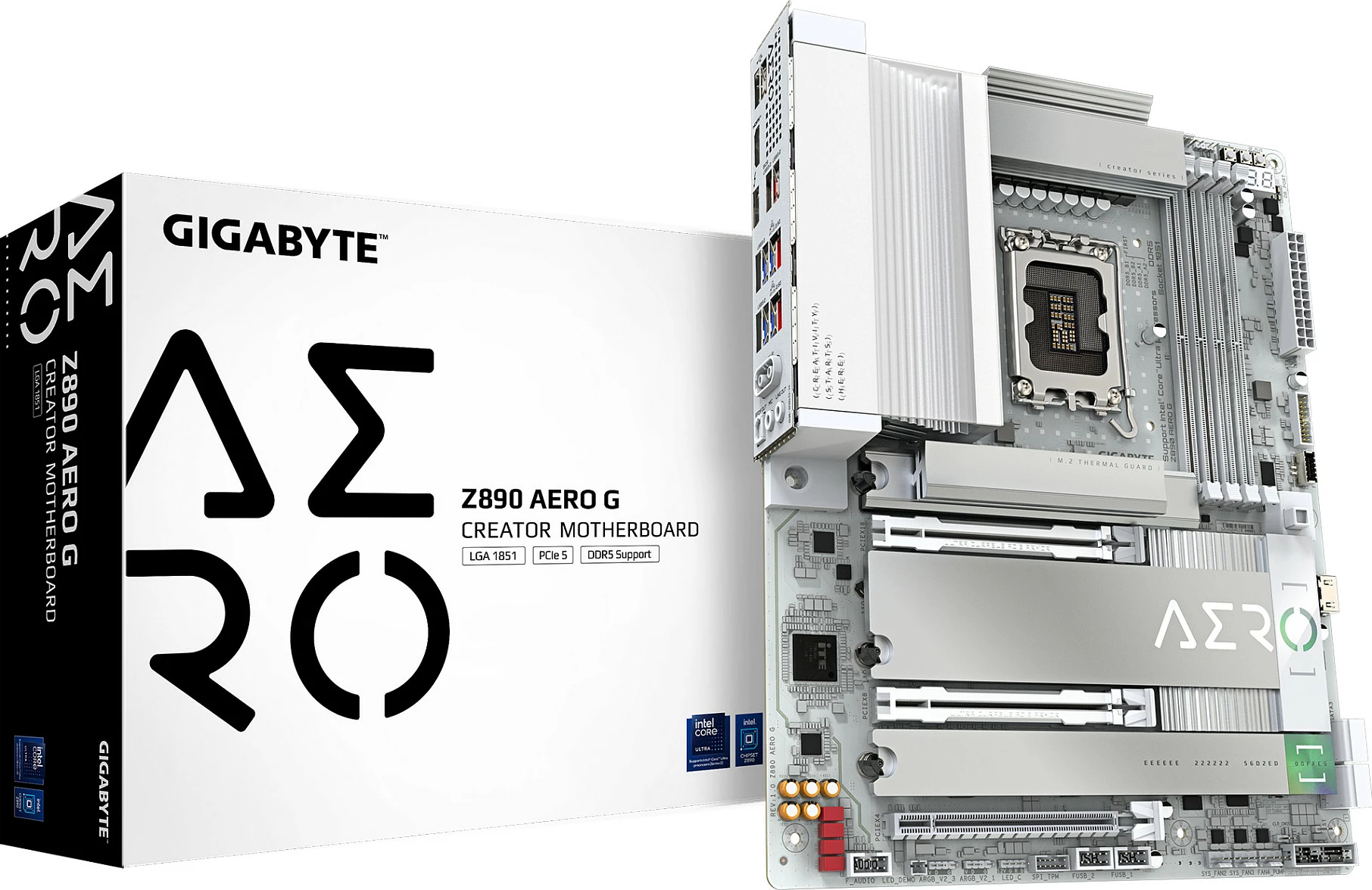 Pllakë amë Gigabyte Z890 AERO G, LGA 1851, DDR5, Wi-Fi 7, Thunderbolt 4, e argjendtë