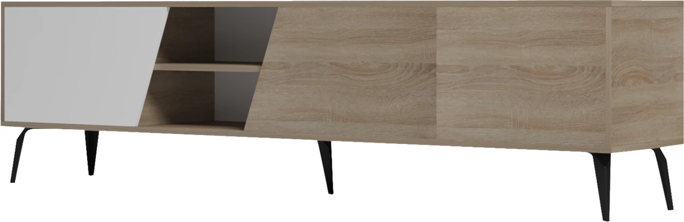 Komodë TV CATERRA, melaminë sonama/e bardhë, 180x35.5x48cm