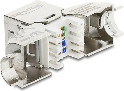 Modul Keystone DeLOCK RJ45 në LSA Cat.6A, shielded, 90°, AWG 22/24, argjendtë