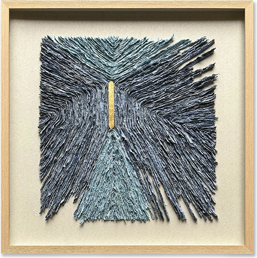 Pikturë dekorative Azure World, letër, xham, bezhë-blu-natyrale, 80x80x4cm