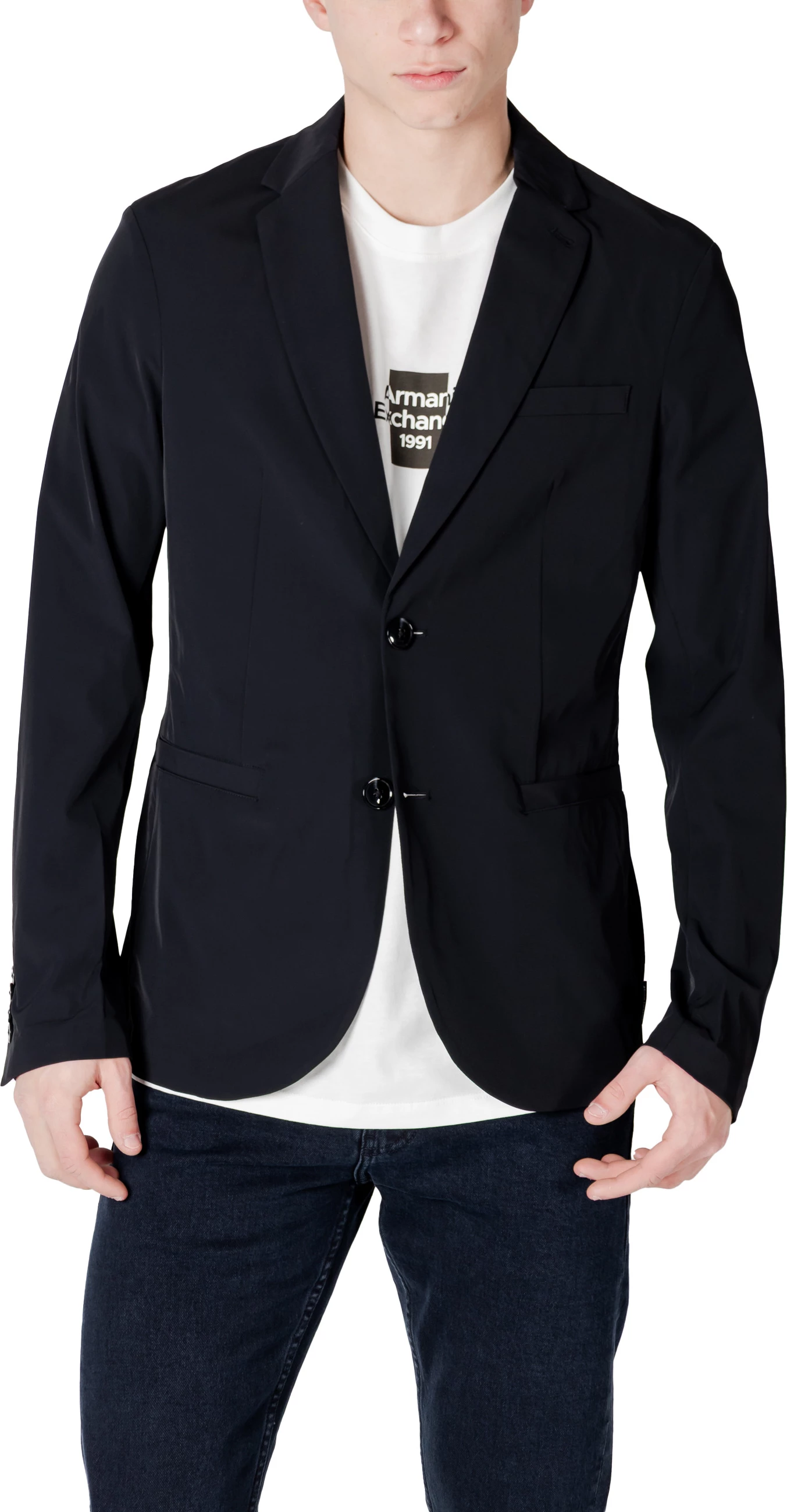 Blazer për meshkuj Armani Exchange 8NZG49 ZNYZZ, i zi
