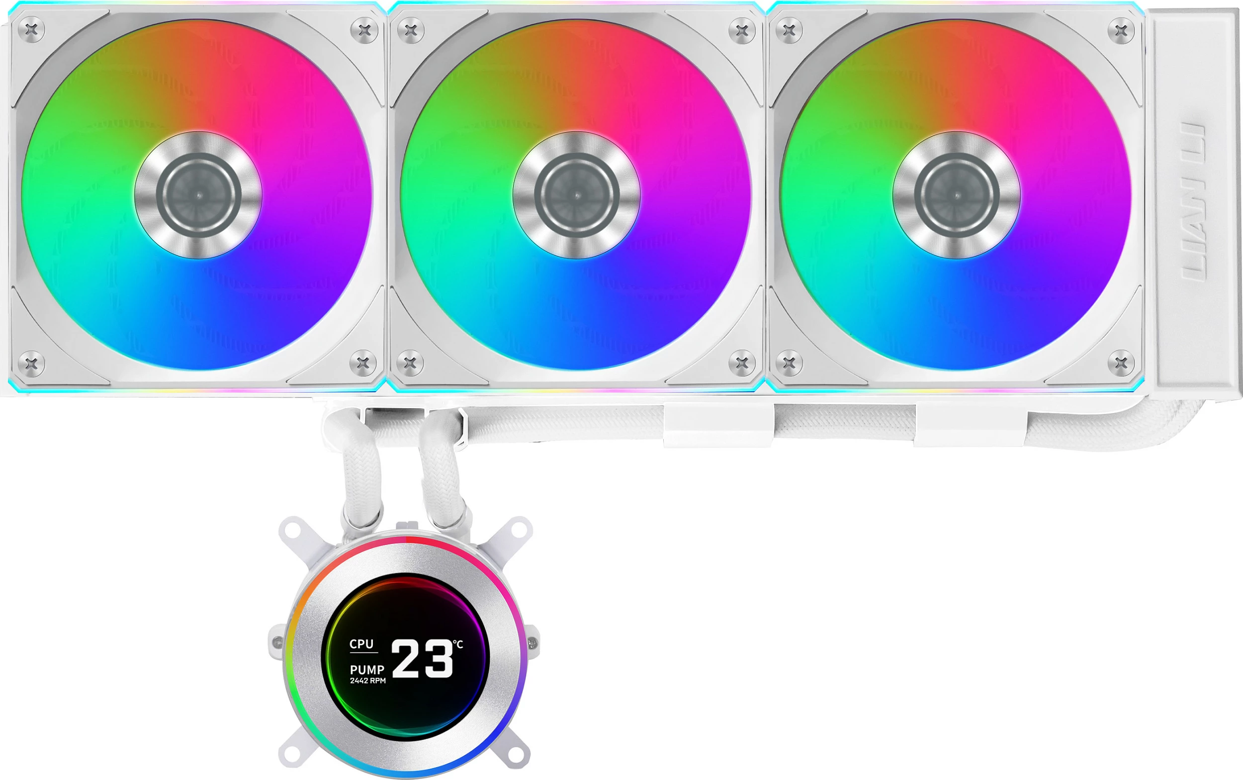 Ftohës uji AiO për CPU Lian Li HYDROSHIFT II LCD-C 360CL, 360mm, LCD, RGB, i bardhë