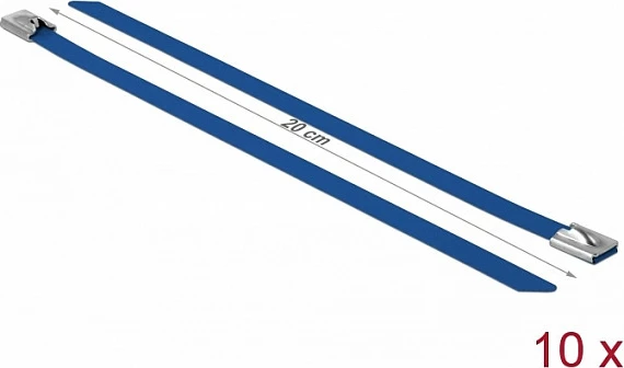 Lidhëse kabllosh çelik DeLOCK 18797, 200mm, 7.9mm, 10 copë, blu