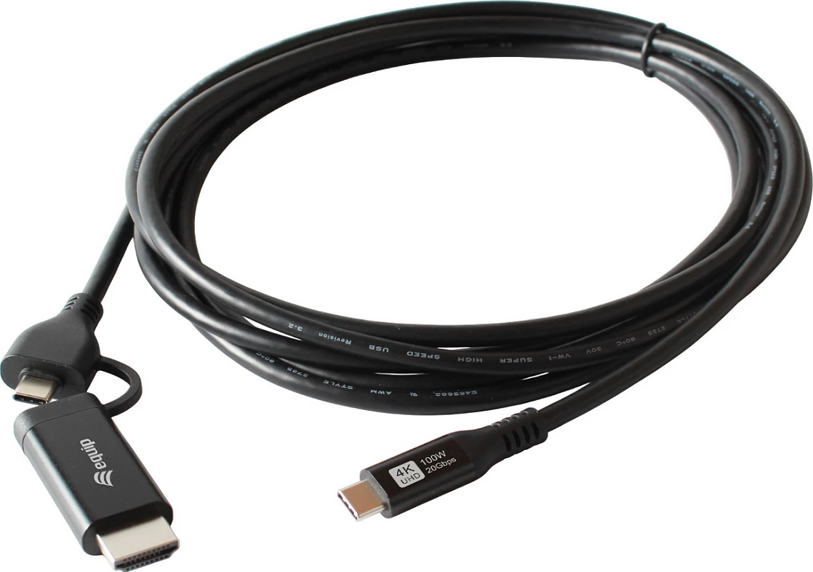 Adapter kabllo Equip USB-C në HDMI + USB-C PD 100W, 4K@60Hz, 1m, e zezë