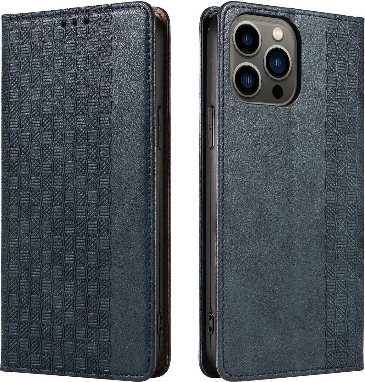 Mbështjellës Hurtel Magnet Strap Case për iPhone 13 Pro, me portofol dhe litar dore, Blu