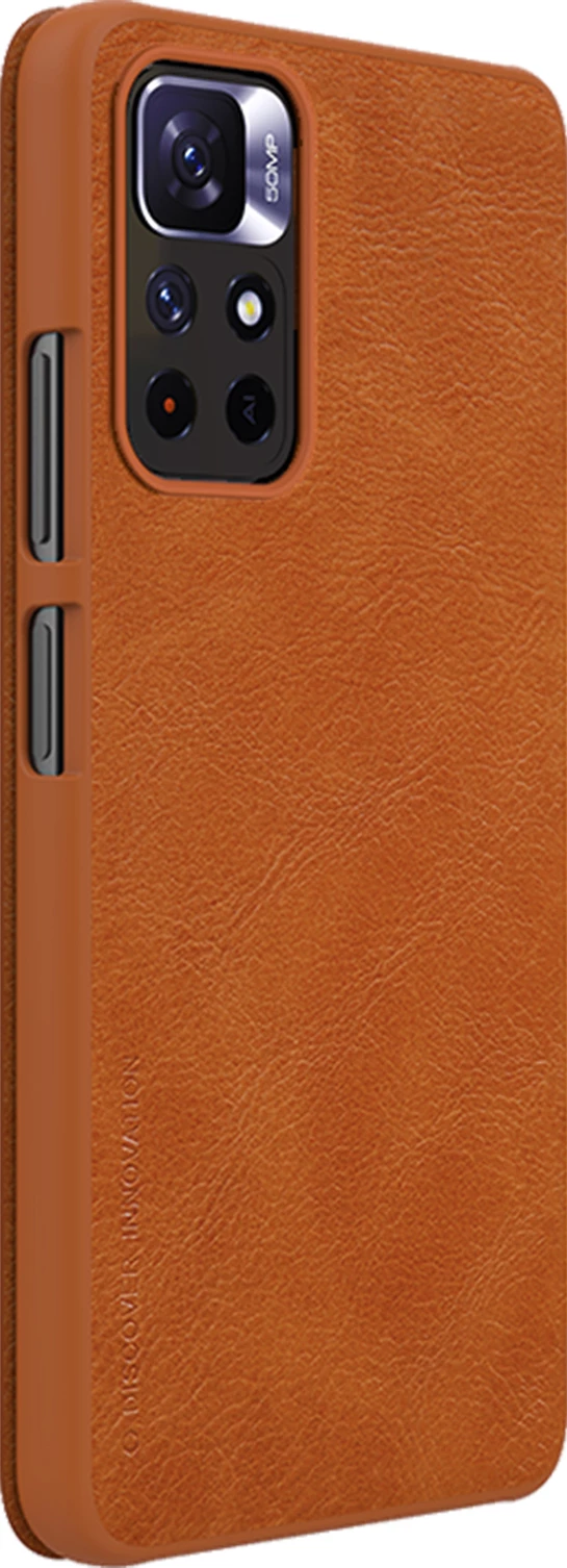 Mbështjellës Nillkin Qin Case për Xiaomi Redmi Note 11T 5G / Note 11S 5G / Note 11 5G (China) / Poco M4 Pro 5G, kafe