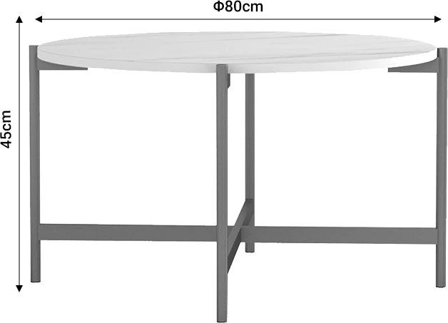Tavolinë kafeje Aisle, mermer i bardhë, metal i artë, D80x45cm