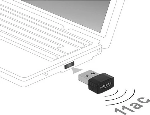 Adapter Wi‑Fi USB DeLOCK 12461, Wi‑Fi 5, 433 Mbit/s, Dual-band, i zi