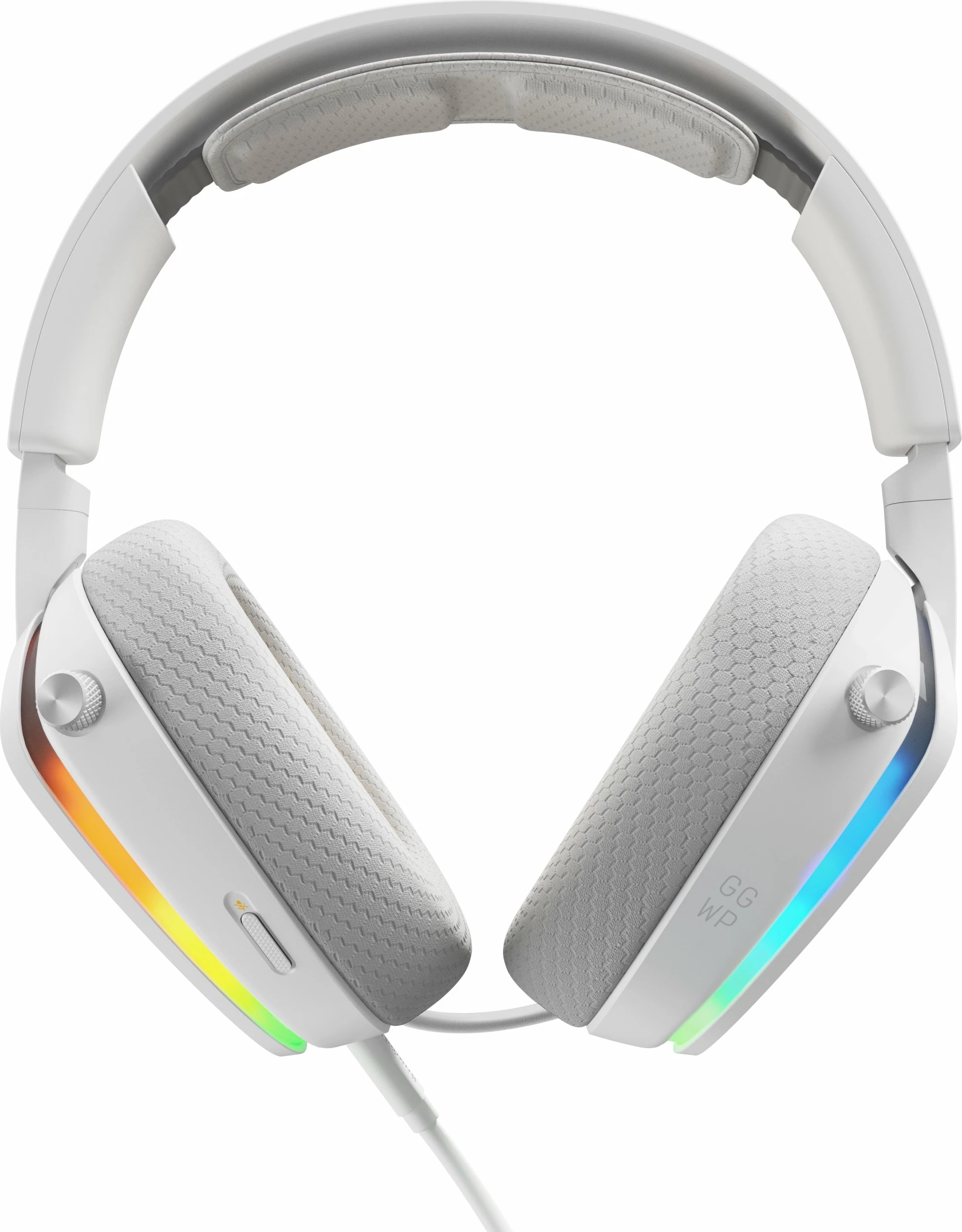 Kufje gaming Glorious GHS Eternal RGB, me mikrofon të shkëputshëm, 40 mm, me kabllo 3.5 mm/USB-C, të bardha