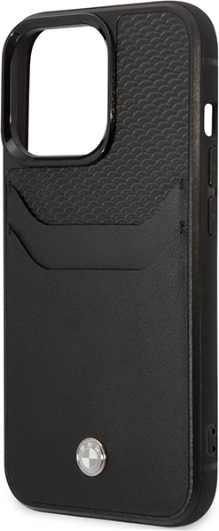 Mbështjellës BMW Leather Card Slot për iPhone 14 Pro 6.1", lëkurë, i zi