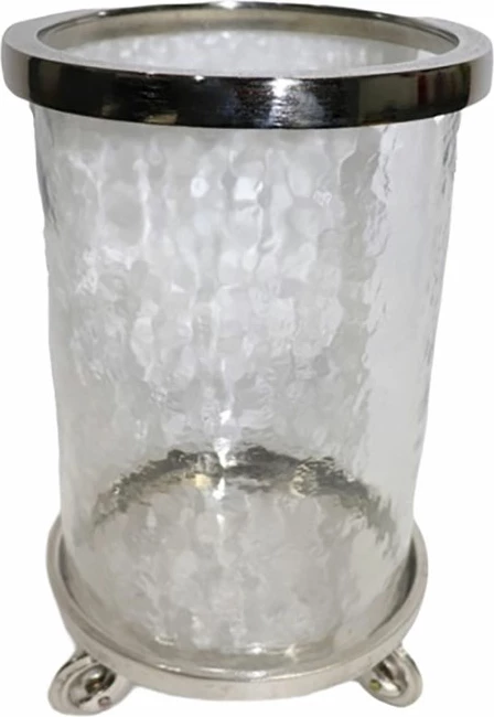 Mbajtës qirinjsh tealight ARGENTUM, xham transparent, alumin argjendi, 17x17x30cm