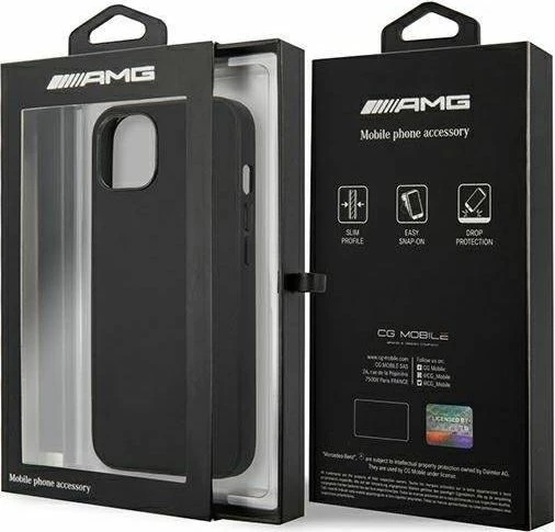 Mbështjellës Mercedes AMG Petronas F1 Team AMG AMHCP13SDOLBK për iPhone 13 mini 5.4", hardcase, lëkurë natyrale Hot Stamped, i zi