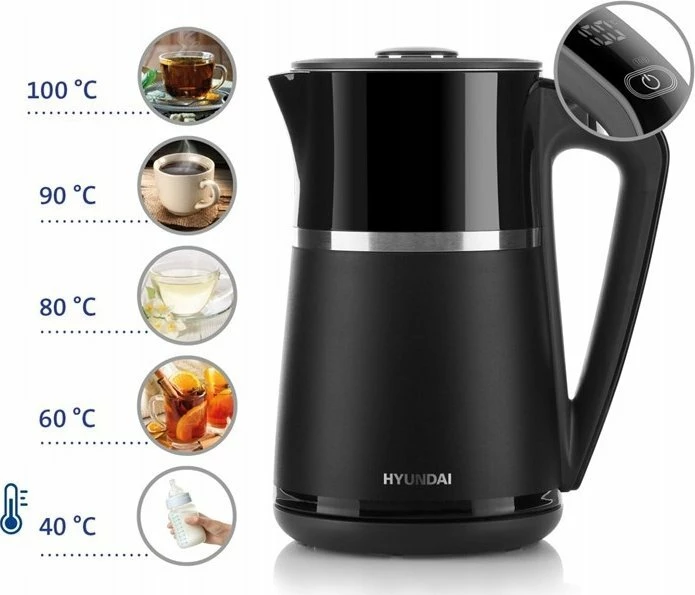 Çajnik elektrik Hyundai VK309 1.7L 2200W me kontroll temperature, i zi