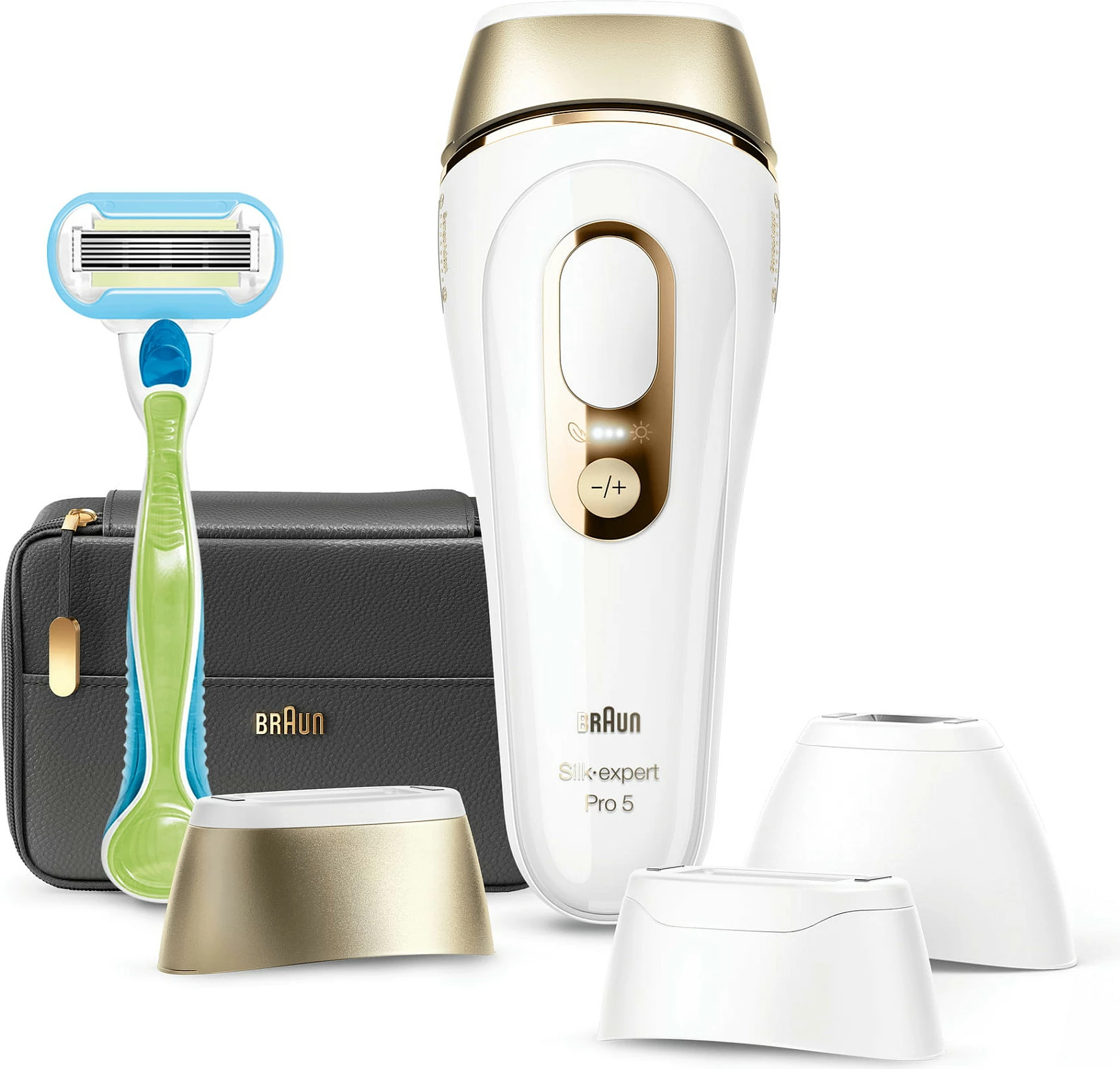 Depilator IPL Braun Silk-expert Pro 5 PL5243, 125 shkrepje, sensor Skin Pro 2.0, gold/bardhë