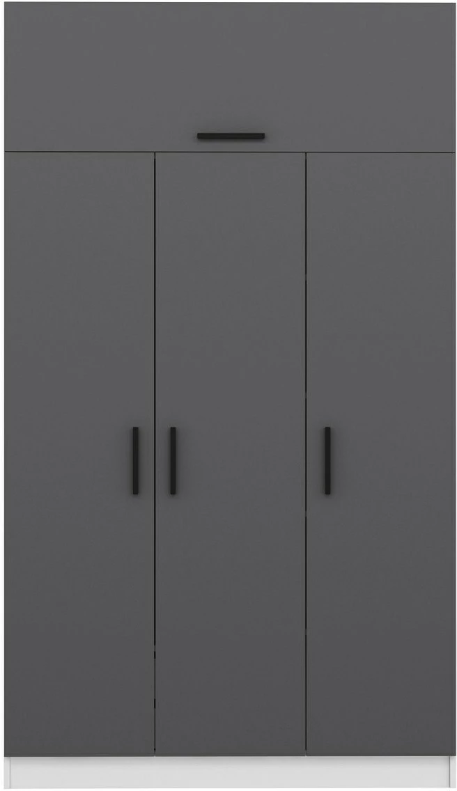 Dollap garderobe, 3 kapakë, 2 sirtarë, ngjyrë e bardhë dhe antracit, Skye Decor, 135x235x52cm