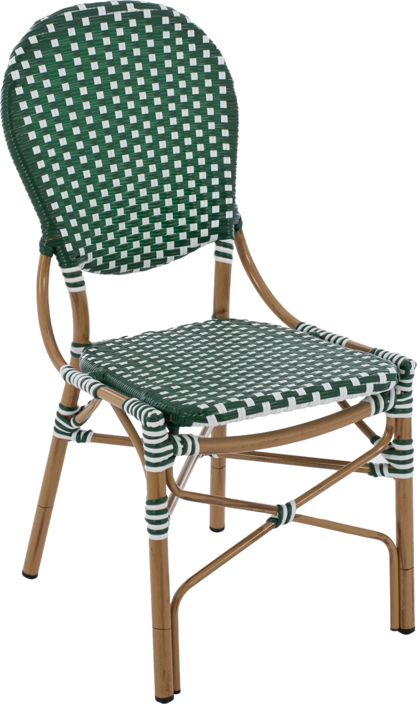 Karrige alumini pamje bambuje me thurje jeshile dhe bardhë FH5792.01 47x55x98 cm