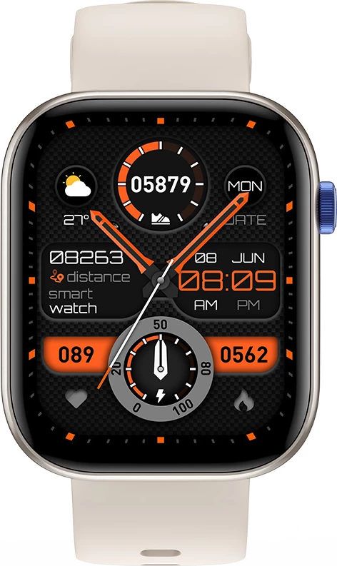 Smartwatch Moye Kronos 3 Pro, ekran 2.01\" TFT, Bluetooth 5.3, IP68, bateri 300 mAh, argjendtë, set me 3 rripa