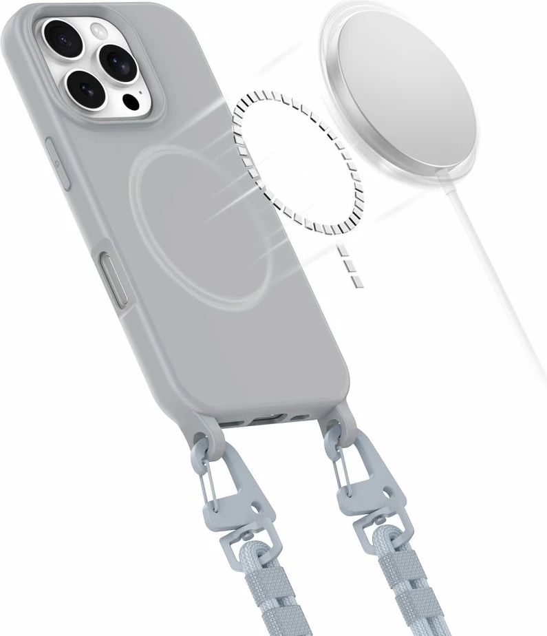 Mbështjellës Tech-Protect Magnecklace me litar për iPhone 16 Pro Max, Gri