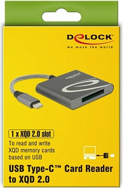 Kartëlexues DeLOCK 91746, USB-C, për CFast 2.0/XQD, 5 Gbit/s, alumin, anthracite