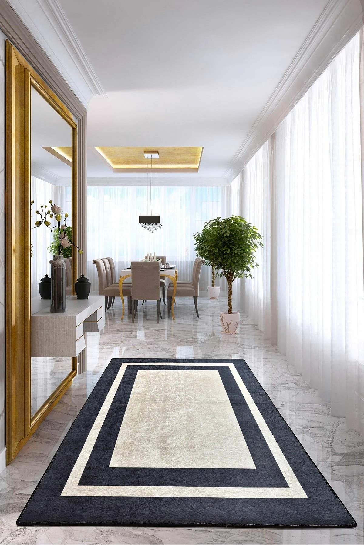 Qilim korridori (100 x 200) Conceptum Hypnose, kornizë e zezë