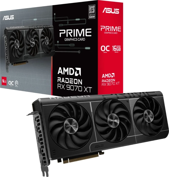 Kartë grafike ASUS Prime Radeon RX 9070 XT OC, 16GB GDDR6, PCIe 5.0, e zezë