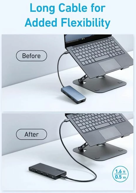 Hub USB-C Anker 364 10-në-1, 2x HDMI 4K, Ethernet, SD, PD 85W, kabllo 0.5 m, i zi