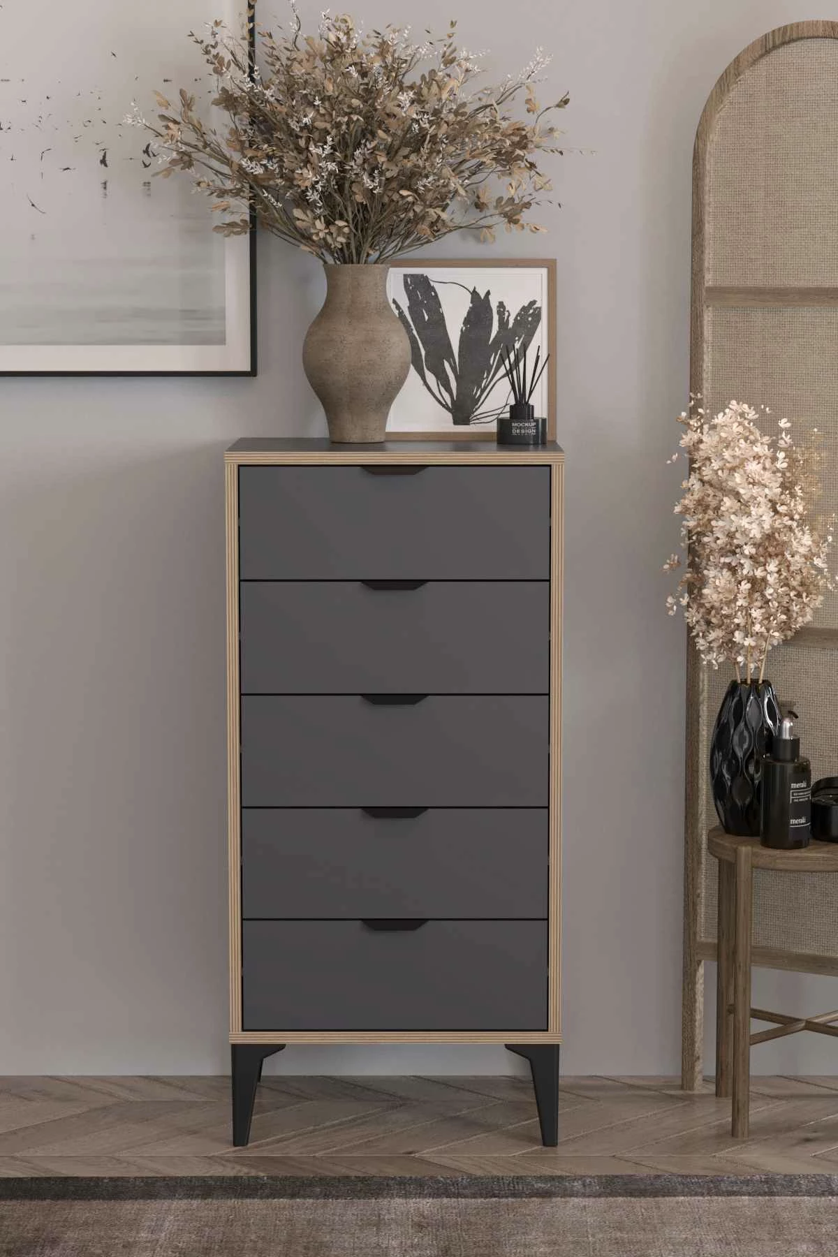 Komodë Arden, ngjyrë antracit, Skye Decor