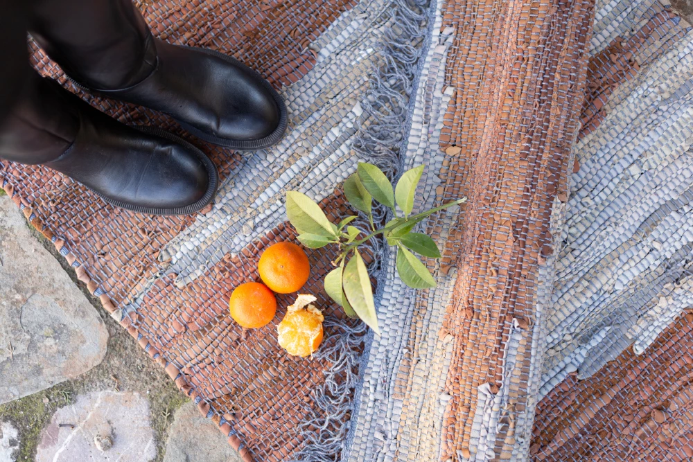 Qilim FLAME, lëkurë, kafe-bezhë, 60x90