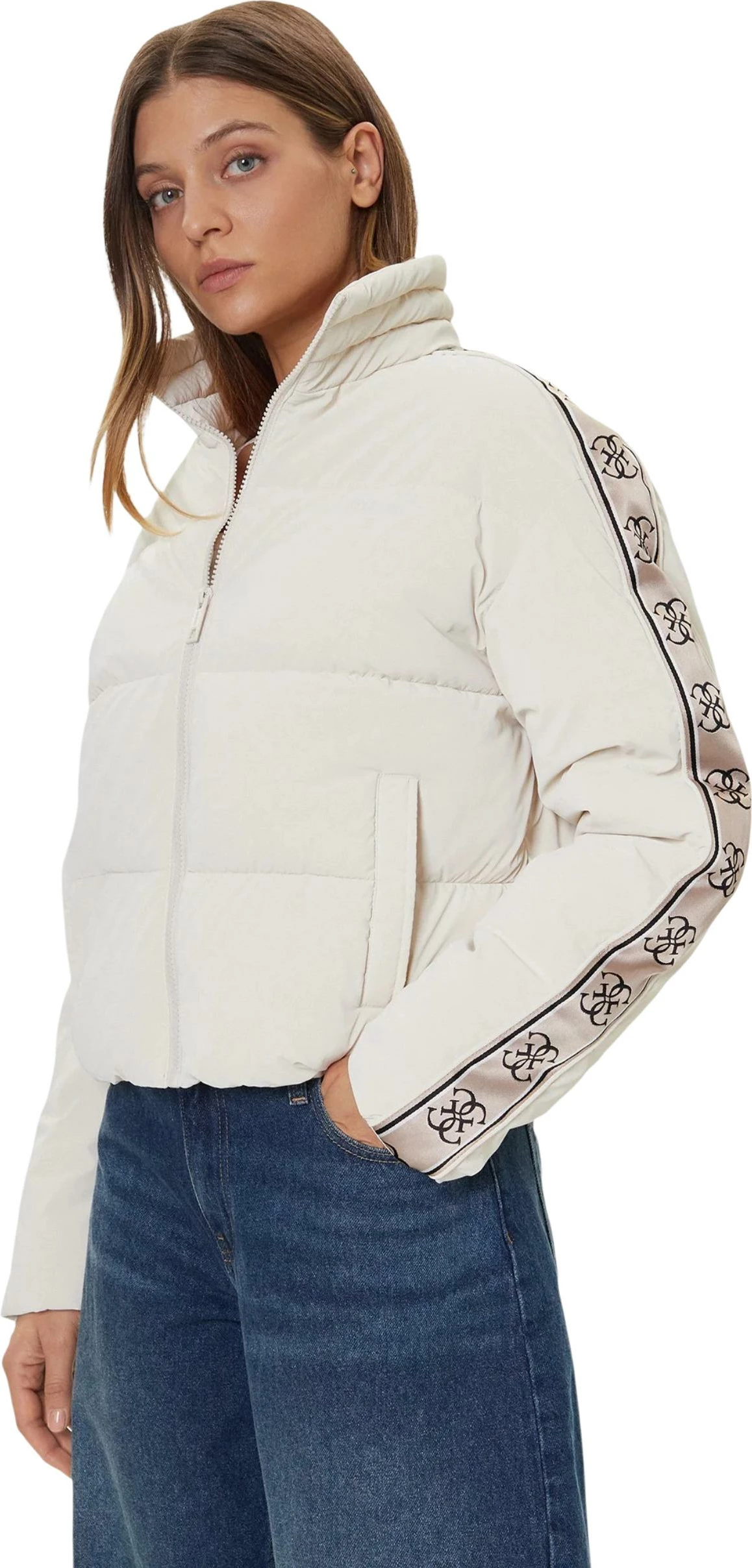Jakne puffer për femra Guess Active New Jean V5BL11 WGYC2, fildishi