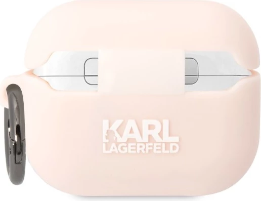 Mbështjellës Karl Lagerfeld KLAPRUNIKP për AirPods Pro, silikon, rozë, me unazë