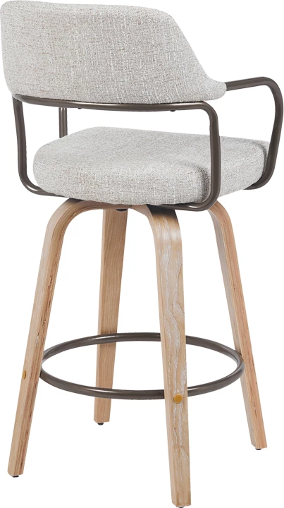 Karrige për bar rrotulluese, lartësi mesatare, metal-dru, stof bezhë-kafe, 54x52x98cm