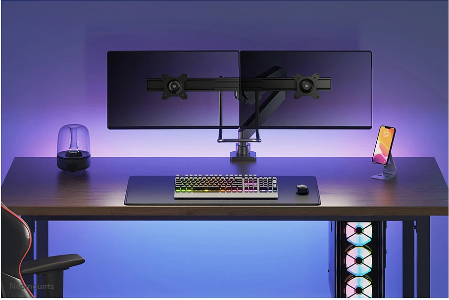 Krah monitori Neomounts NM-D775DXBLACK, për 2 ekrane, 32 inç, kapëse/gromet, i zi