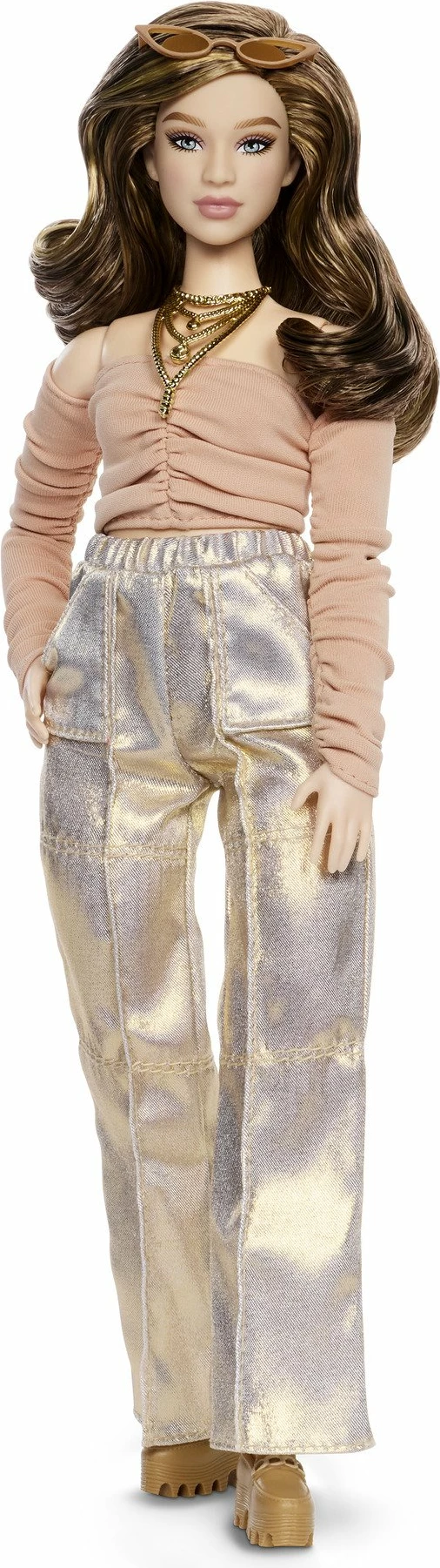 Kukull Barbie Mattel You Create Barbie Basics Neutral Set 003 JJX37 me 2 koka ndërruese, 4 veshje, 2 palë këpucë, 6 aksesorë, Made to Move, ngjyra neutrale