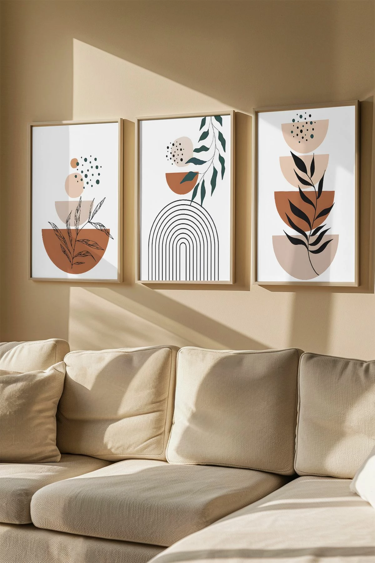 Pikturë dekorative me kornizë (3 copë), Wallity, Artvmodel14-Ahsap