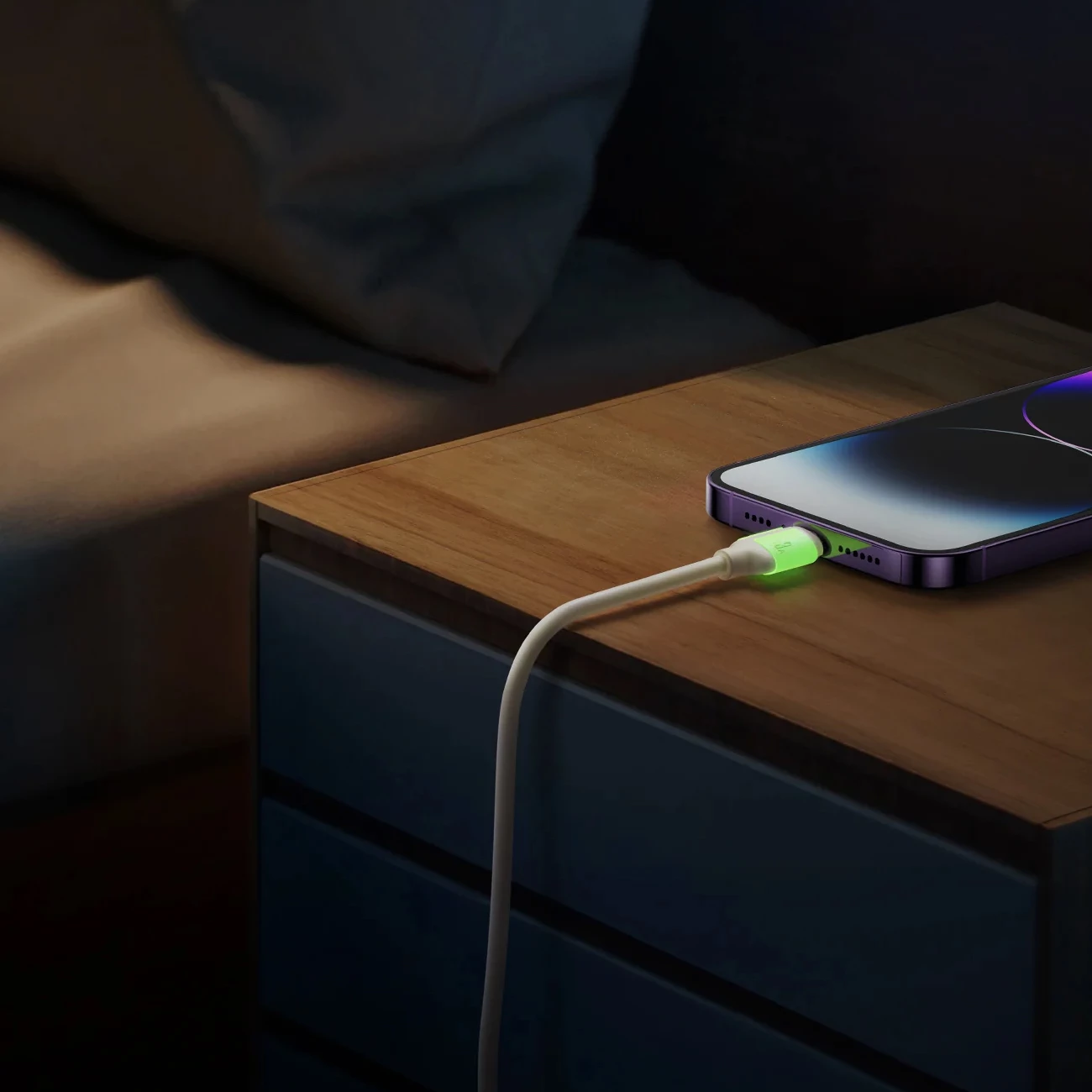 Kabllo Joyroom S-A53 USB-C në Lightning, 2m, 30W, majë fluoreshente, Bezhe