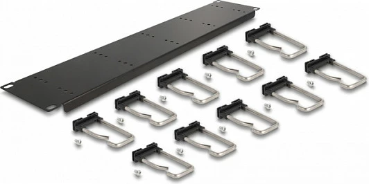Panel menaxhimi kabllove DeLOCK 19", 2U, 10 grepa metalik, i zi