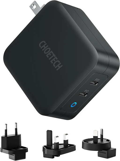 Kasë karikimi Choetech PD6008, 2x USB-C, 100W, GaN, e zezë