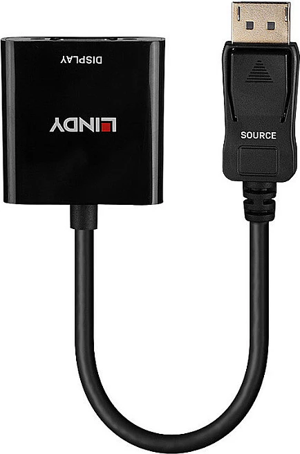 Adapter konvertues DisplayPort në VGA LINDY, Active, 0.15 m, 1080p 60Hz, i zi